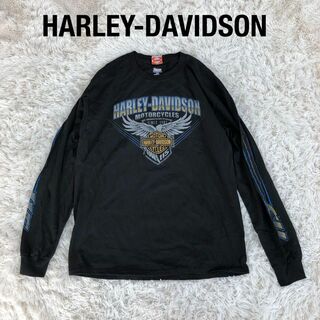 ハーレーダビッドソン(Harley Davidson)のハーレーダビッドソンロンTシャツHarley-Davidsonブラック黒L(Tシャツ/カットソー(七分/長袖))