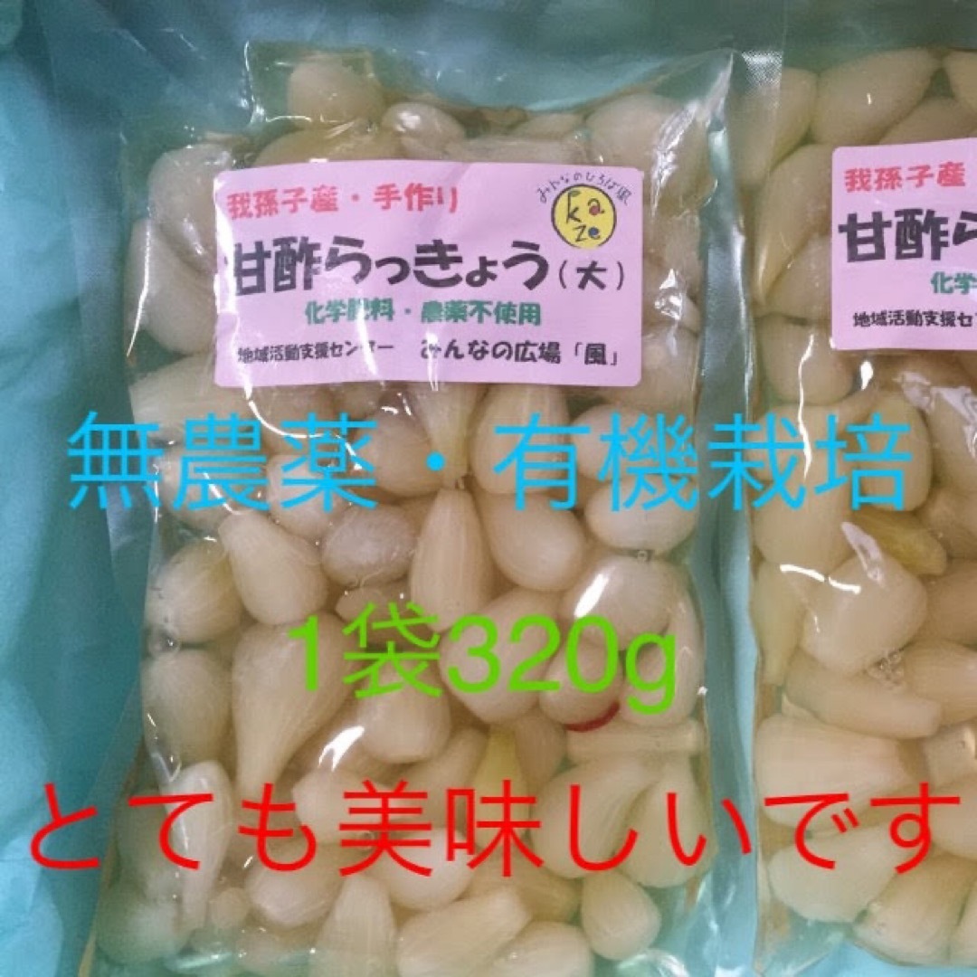 【無農薬・有機栽培】千葉県我孫子市産らっきょう甘酢漬け2袋   食品/飲料/酒の加工食品(漬物)の商品写真