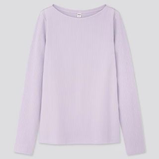 ユニクロ(UNIQLO)のユニクロ UNIQLO リブボートネックT（長袖） 薄手ニットトップス(ニット/セーター)