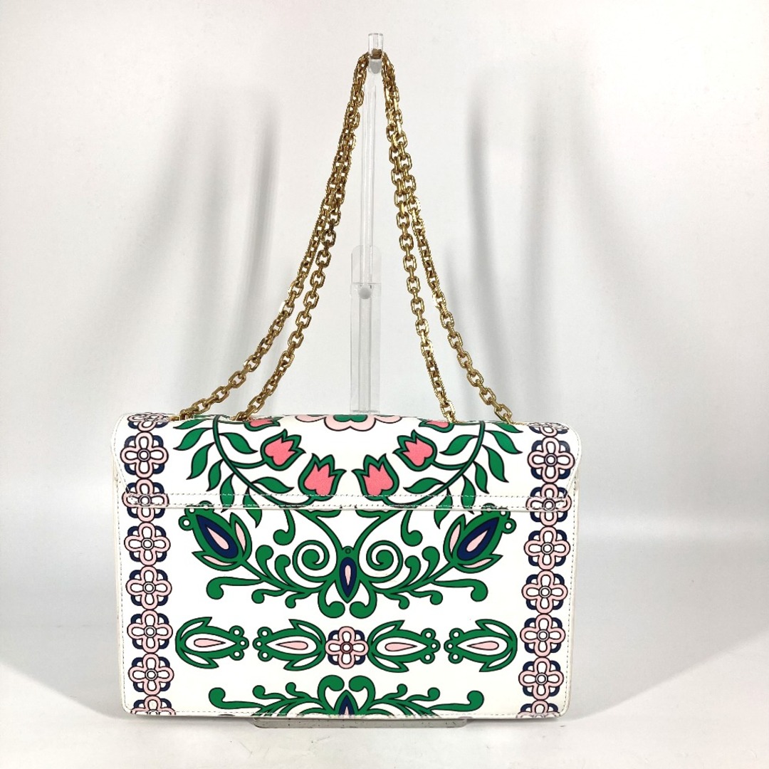 Tory Burch(トリーバーチ)のトリーバーチ Tory Burch フラワー ロゴ カバン Wチェーン 斜め掛け ショルダーバッグ レザー ホワイト レディースのバッグ(トートバッグ)の商品写真