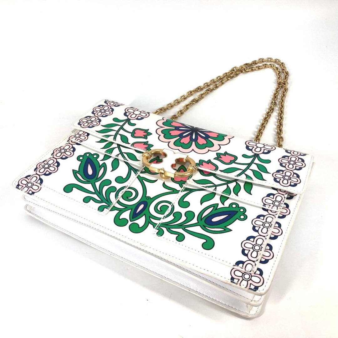 Tory Burch(トリーバーチ)のトリーバーチ Tory Burch フラワー ロゴ カバン Wチェーン 斜め掛け ショルダーバッグ レザー ホワイト レディースのバッグ(トートバッグ)の商品写真