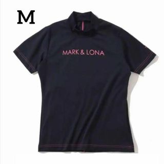 マークアンドロナ(MARK&LONA)の【新品】マークアンドロナ　半袖モックネック　トップス　バッグライン　ブラック　M(ウエア)