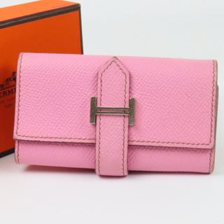 Hermes - 綺麗 HERMES エルメス ベアン 4連 H金具 シルバー金具 キーケース ヴォーエプソン ピンク □N刻印 レディース【中古】