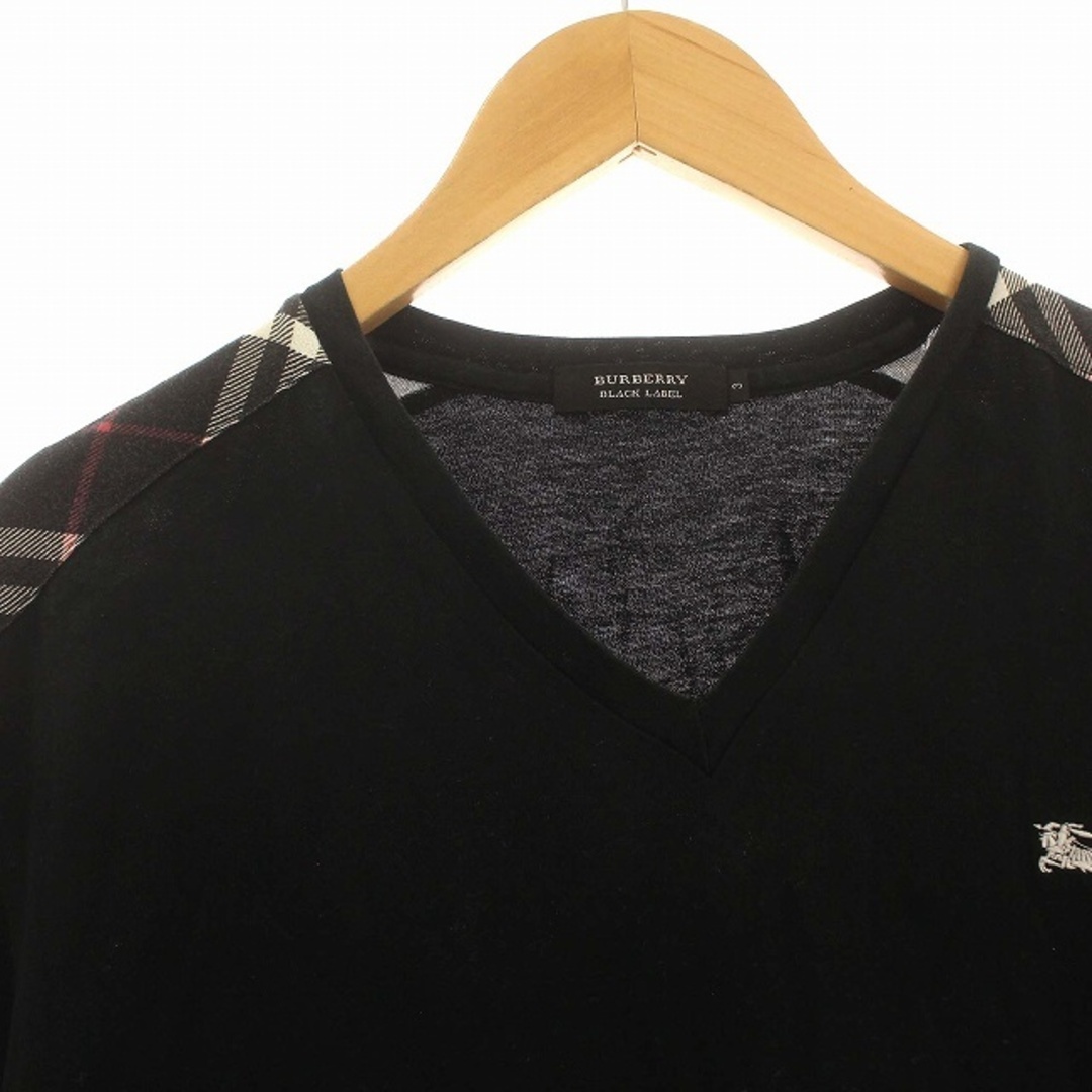 BURBERRY BLACK LABEL(バーバリーブラックレーベル)のBURBERRY BLACK LABEL Tシャツ 半袖 Vネック 3 黒 メンズのトップス(Tシャツ/カットソー(半袖/袖なし))の商品写真