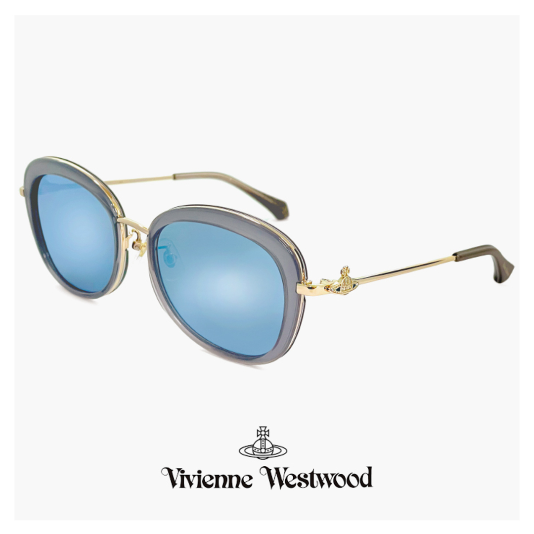 Vivienne Westwood(ヴィヴィアンウエストウッド)の【新品】 41-5001 c01 54mm レディース ヴィヴィアン ウエストウッド サングラス Vivienne Westwood uvカット 紫外線対策 セル巻き メタル フレーム オーバル バタフライ 型 オーブ ミラーレンズ アジアンフィット モデル レディースのファッション小物(サングラス/メガネ)の商品写真