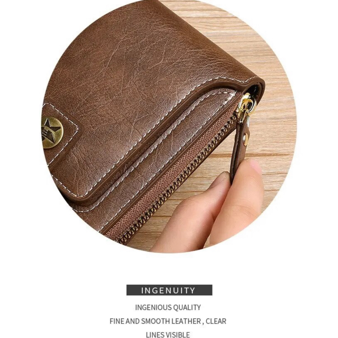 財布 ミニ財布 ブラウン カードケース コインケース シンプル レザーウォレット メンズのファッション小物(折り財布)の商品写真