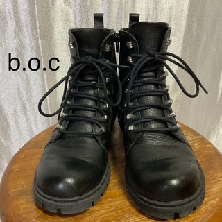 b.o.c. レザー コンバットブーツ 6.5M  23~23.5 黒(ブーツ)