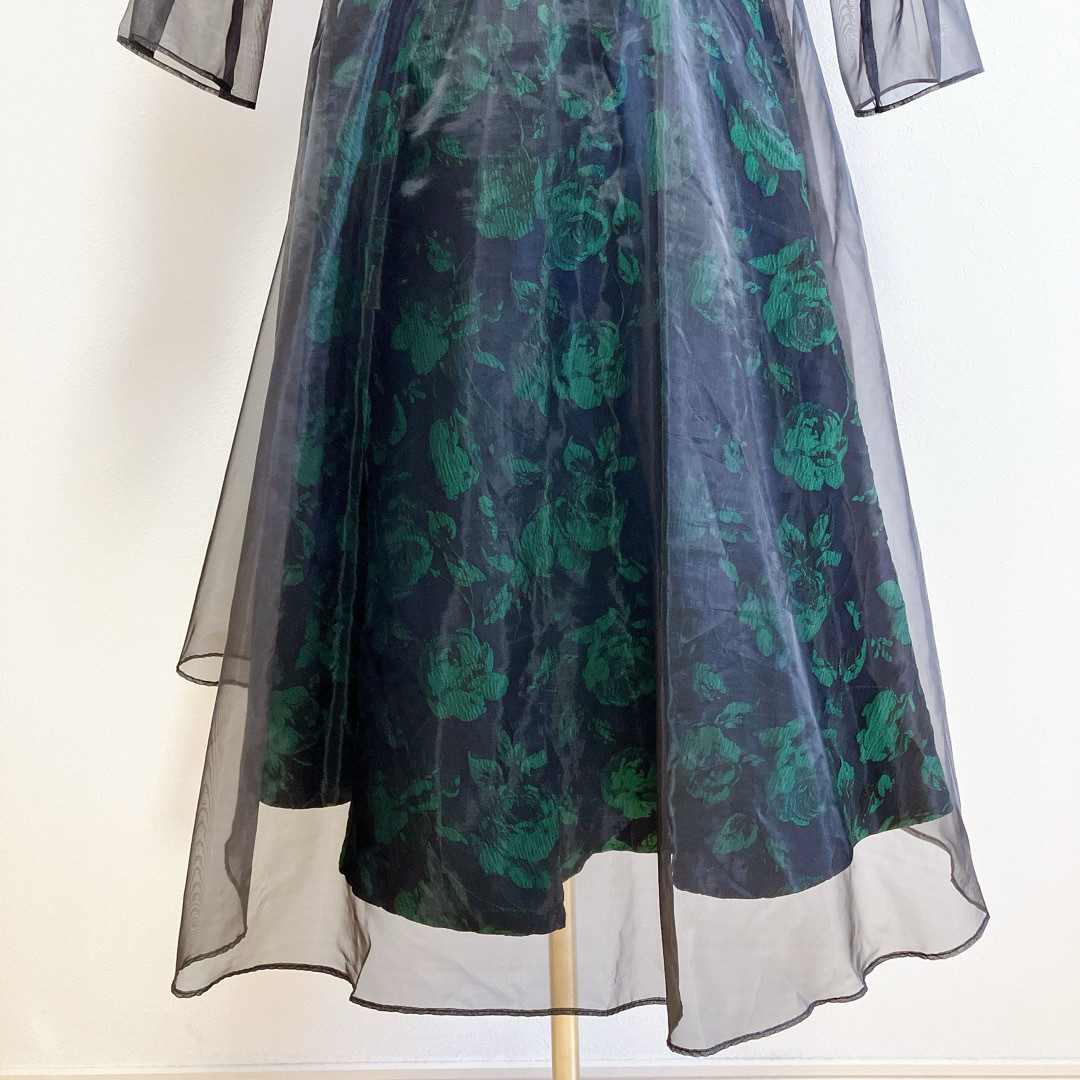 GIRL(ガール)のGIRLガール　グリーン　ブラック　ジャガードレイヤードmC603021500M レディースのフォーマル/ドレス(ミディアムドレス)の商品写真