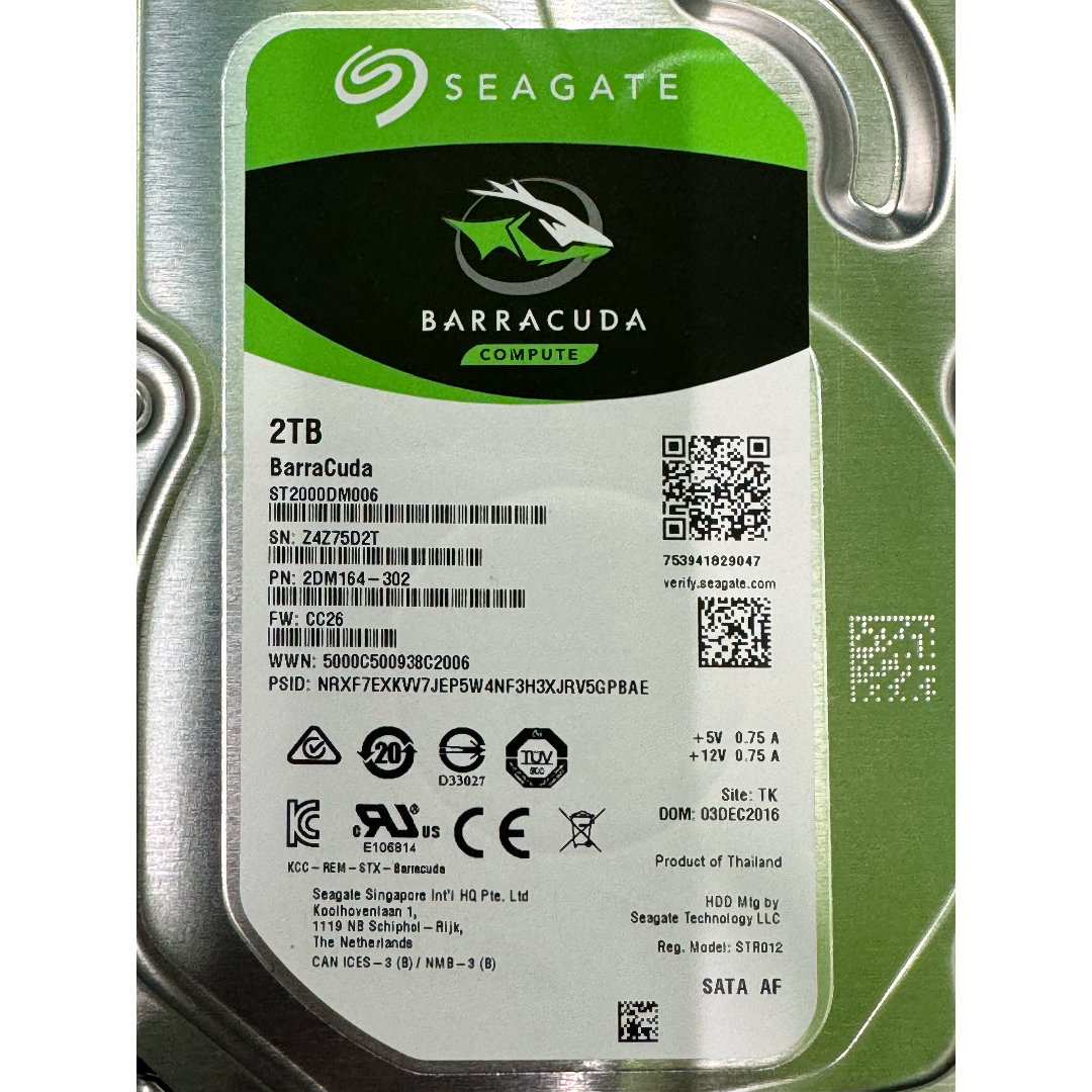 SEAGATE(シーゲイト)の3.5インチ SATA HDD 2TB SEAGATE ST2000DM006 スマホ/家電/カメラのPC/タブレット(PC周辺機器)の商品写真