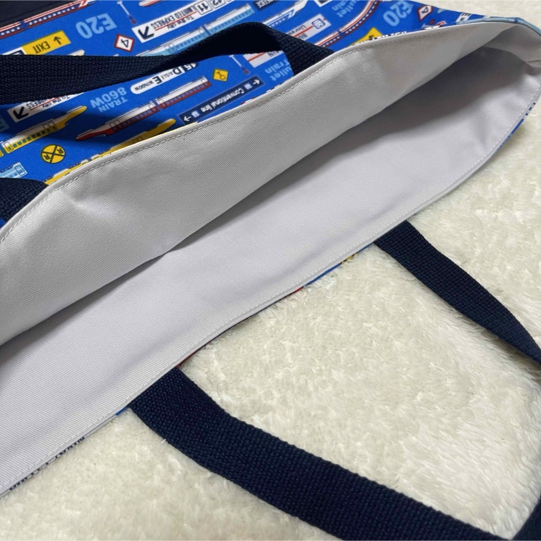 【新幹線】レッスンバッグ 手提げ 青 ハンドメイドのキッズ/ベビー(バッグ/レッスンバッグ)の商品写真