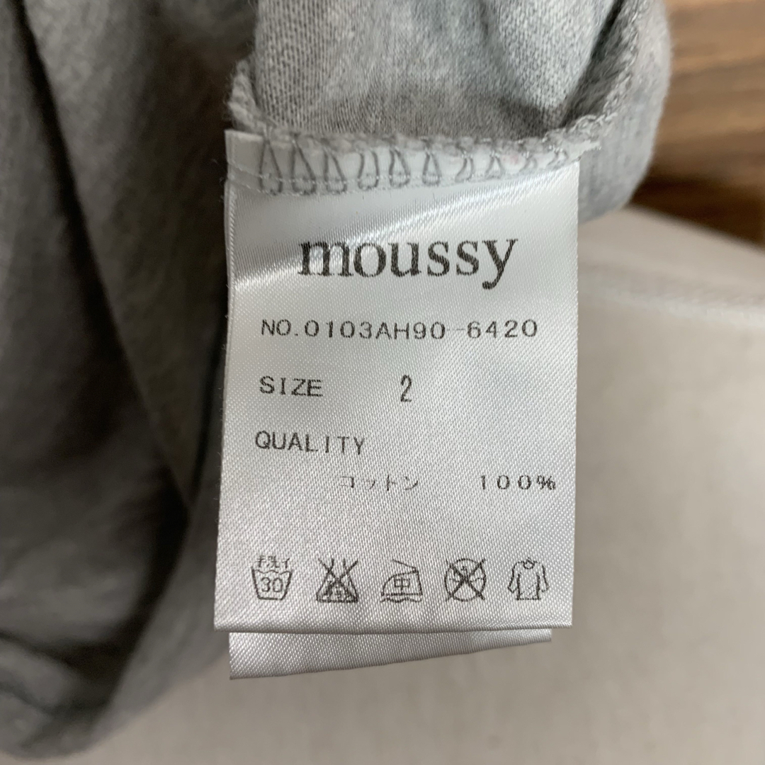 moussy(マウジー)のMOUSSY マウジー Tシャツ サイズ2 M相当 灰色 グレー プリント 長袖 レディースのトップス(Tシャツ(長袖/七分))の商品写真