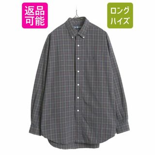 ラルフローレン(Ralph Lauren)のラルフローレン チェック 長袖 ボタンダウン シャツ メンズ L 古着 ポロ コットン ワンポイント ポニー刺繍 長袖シャツ マルチカラー 薄手(シャツ)