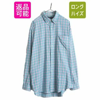 ラルフローレン(Ralph Lauren)の90s ラルフローレン チェック 長袖 ボタンダウン シャツ メンズ XL 90年代 オールド ポロ コットン ポニー刺繍 ポケット付き 大きいサイズ(シャツ)