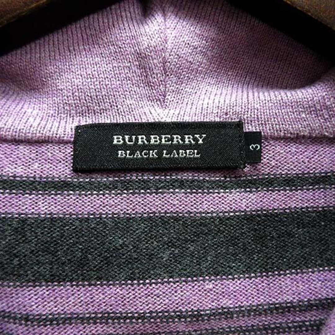 BURBERRY BLACK LABEL(バーバリーブラックレーベル)のバーバリーブラックレーベル ボーダー ニット フルジップ パーカー ホースマーク メンズのトップス(カーディガン)の商品写真