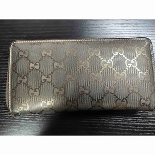 グッチ(Gucci)のグッチ　長財布　インプリメ　GG ラウンドファスナー　シルバー　ブラウン系(長財布)