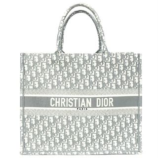 ディオール(Dior)の極 美品 レア Christian Dior ディオール オブリーク ブックトート ラージ トロッター キャンバス トートバッグ グレー ホワイト 44584(トートバッグ)