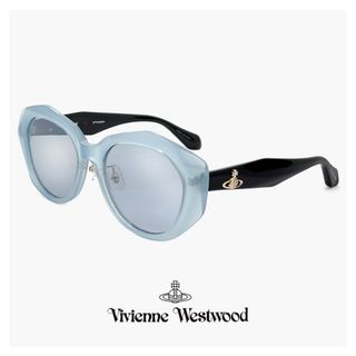 ヴィヴィアンウエストウッド(Vivienne Westwood)の【新品】 41-5002 c01 54mm レディース ヴィヴィアン ウエストウッド サングラス ミラーレンズ Vivienne Westwood uvカット 紫外線対策 キャットアイ フォックス 型 フレーム 小さめ 小さい サイズ オーブ ライト ブルー カラー アジアンフィット モデル(サングラス/メガネ)