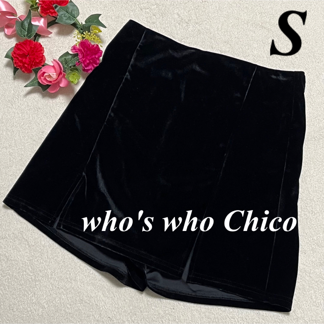 who's who Chico(フーズフーチコ)のwho's who Chico ♡キュロット　ショートパンツ　スカート風　黒　S レディースのパンツ(キュロット)の商品写真