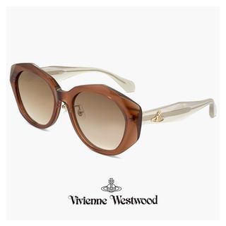 ヴィヴィアンウエストウッド(Vivienne Westwood)の【新品】 41-5002 c02 54mm レディース ヴィヴィアン ウエストウッド サングラス ミラーレンズ Vivienne Westwood uvカット 紫外線対策 キャットアイ フォックス 型 フレーム 小さめ 小さい サイズ オーブ 茶色 ブラウン アジアンフィット モデル(サングラス/メガネ)