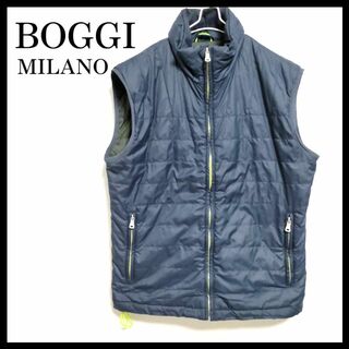 【レア】BOGGI MILANO ボッヂ・ミラノ メンズ ダウンベスト 紺色 S(ダウンベスト)