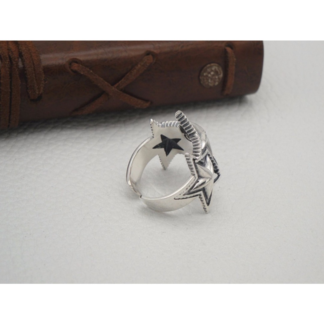 アクセサリー　S925　指輪　リング　サイド調節可　ヴィンテージ　スター メンズのアクセサリー(リング(指輪))の商品写真