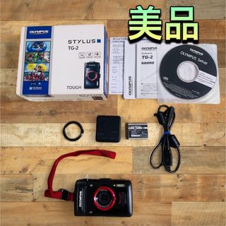 オリンパス(OLYMPUS)の(美品) OLYMPUS TG-2 デジタルカメラ RED色(コンパクトデジタルカメラ)