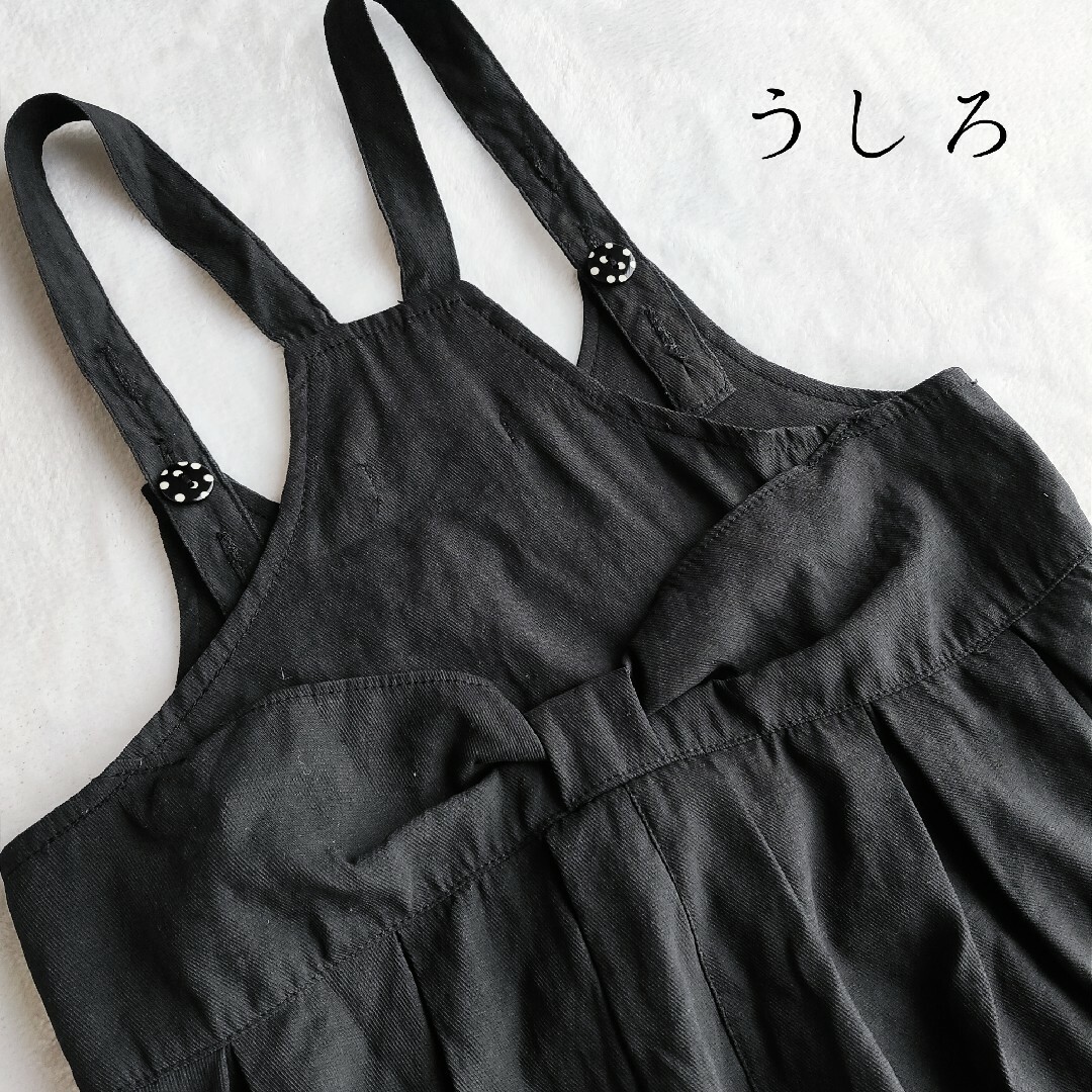 UNICA(ユニカ)の美品◆ユニカ うしろリボン サロペット 黒 100◆女の子 キッズ 子供服 キッズ/ベビー/マタニティのキッズ服女の子用(90cm~)(ワンピース)の商品写真