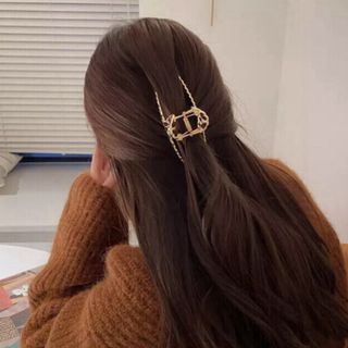  Gold Heart Hair Clip ♡ Brown(バレッタ/ヘアクリップ)