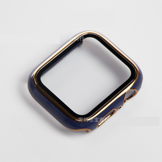 Apple Watch文字盤ケースカバー　ネイビー＋ゴールド　高級感　シンプル(モバイルケース/カバー)
