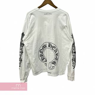 クロムハーツ(Chrome Hearts)のCHROME HEARTS Floral Horseshoe L/S Tee クロムハーツ フローラルホースシューロングスリーブTシャツ 長袖カットソー ロンT 袖フローラルプリント ホワイト サイズXL 【240307】【中古-B】【me04】(Tシャツ/カットソー(半袖/袖なし))