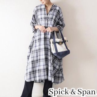 スピックアンドスパン(Spick & Span)のピックアンドスパン 美品　シャツワンピース　チェック　春夏　Aラインワンピース(ロングワンピース/マキシワンピース)