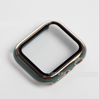 Apple Watch文字盤ケースカバー　グリーン＋ゴールド　高級感　シンプル(モバイルケース/カバー)