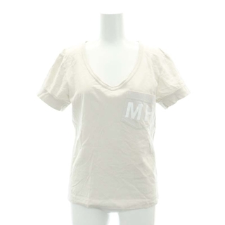マーガレットハウエル ロゴ Vネック カットソー Tシャツ 2 M ベージュ(カットソー(半袖/袖なし))