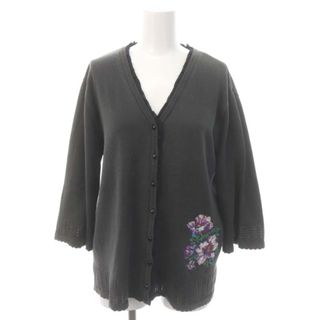 FEILER - フェイラー 花柄刺繍カーディガン ニット 長袖 Vネック FEILER - フェイラー 花柄刺繍カーディガン ニット 長袖 Vネック