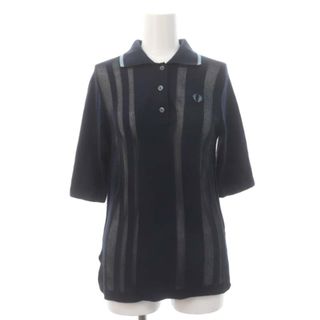 フレッドペリー(FRED PERRY)のフレッドペリー ニットポロシャツ カットソー 半袖 UK10 紺(ポロシャツ)