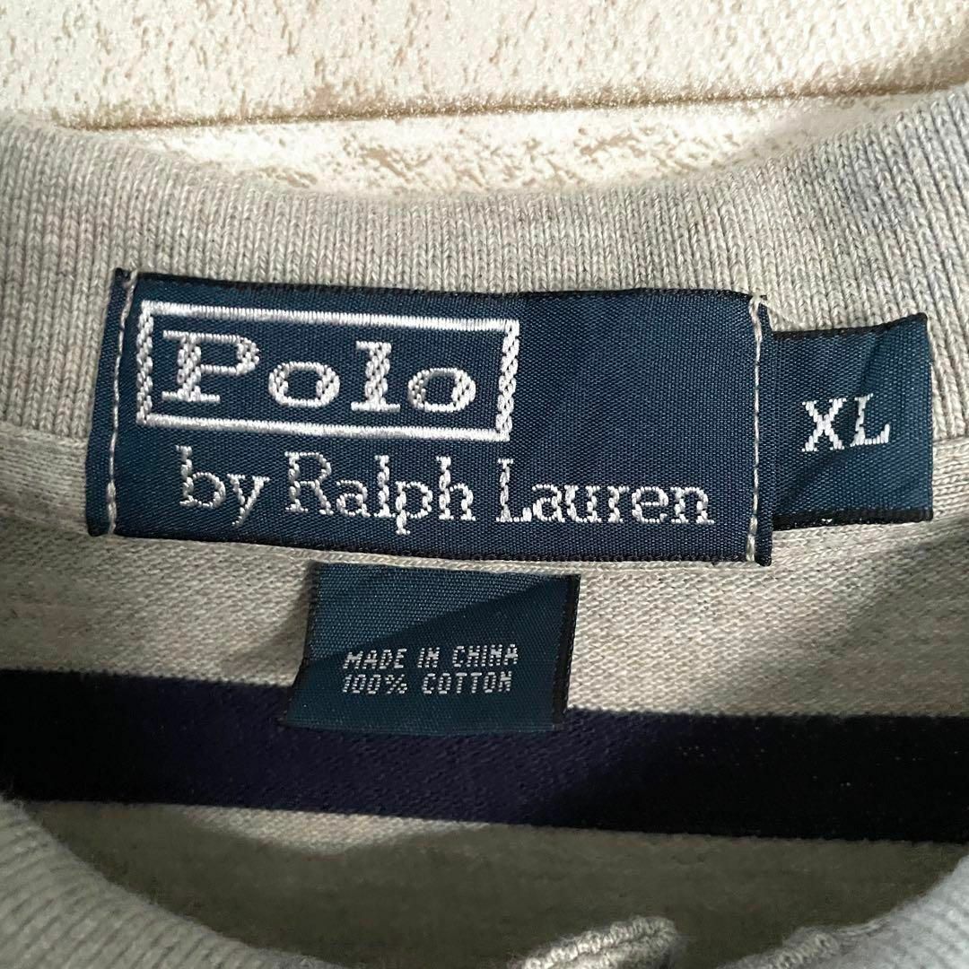 POLO RALPH LAUREN(ポロラルフローレン)のラルフローレン ポロシャツ 半袖 ボーダー ポニー刺繍 灰 紺 XL メンズのトップス(ポロシャツ)の商品写真