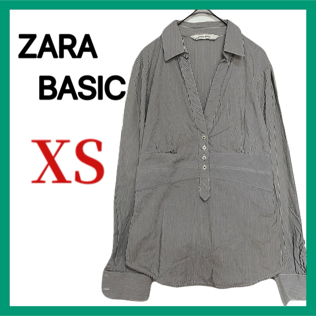 ZARA(ザラ)のZARA BASIC ザラ ストライプシャツ ブラウス リボン 可愛い 春秋 レディースのトップス(シャツ/ブラウス(長袖/七分))の商品写真