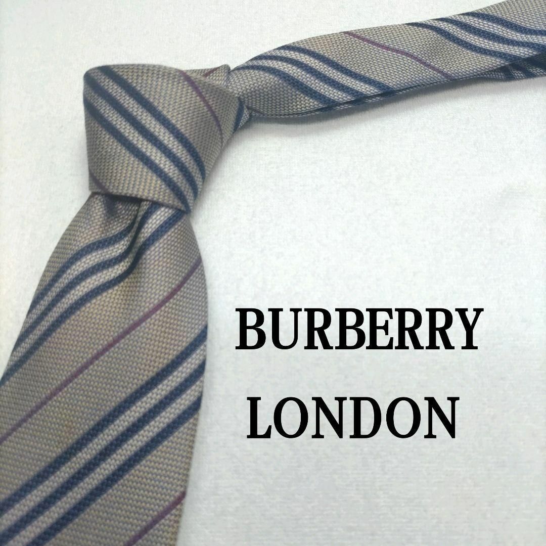 BURBERRY(バーバリー)のバーバリー グレー ストライプ グラデーションカラー シルク やや難あり メンズのファッション小物(ネクタイ)の商品写真