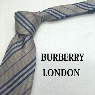 バーバリー(BURBERRY)のバーバリー グレー ストライプ グラデーションカラー シルク やや難あり(ネクタイ)