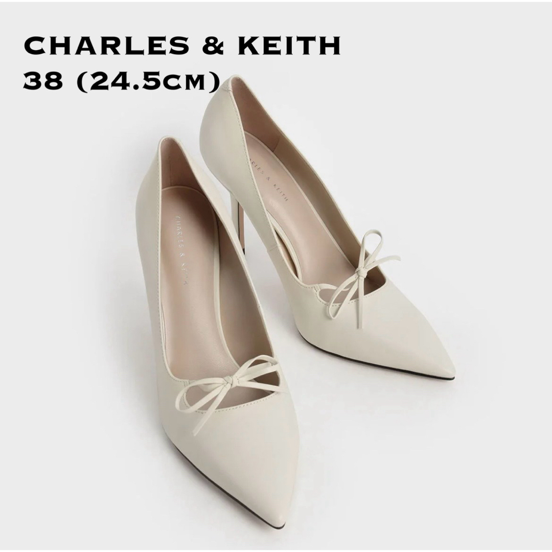 Charles and Keith(チャールズアンドキース)の【ほぼ新品】CHARLES & KEITH ボウタイスティレットパンプス レディースの靴/シューズ(ハイヒール/パンプス)の商品写真