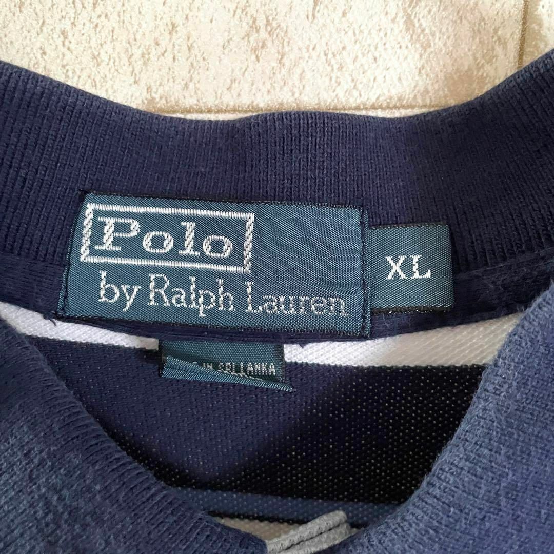 POLO RALPH LAUREN(ポロラルフローレン)のラルフローレン ポロシャツ 半袖 ボーダー ポニー刺繍 紺 白 XL メンズのトップス(ポロシャツ)の商品写真