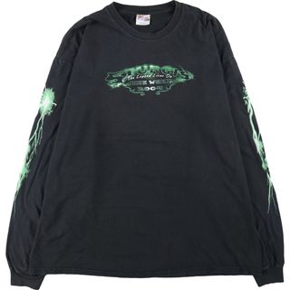 ヘインズ(Hanes)の古着 00年代 ヘインズ Hanes HEAVYWEIGHT 両面プリント 袖プリント ドクロ柄 スカル柄 ロングTシャツ ロンT メンズXXL /eaa425902(Tシャツ/カットソー(半袖/袖なし))