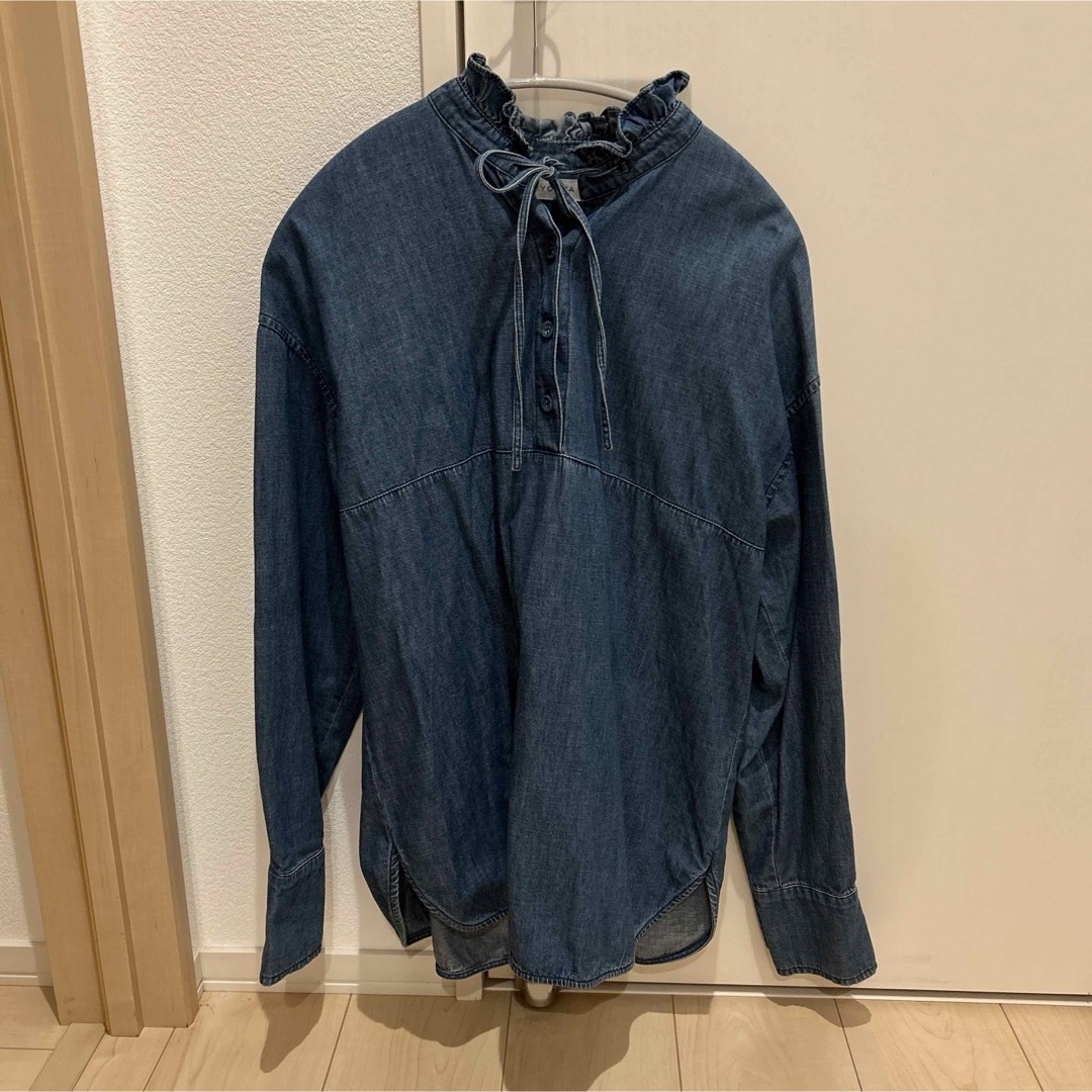 yonfa denim ribbon shirt デニムシャツ レディースのトップス(シャツ/ブラウス(長袖/七分))の商品写真