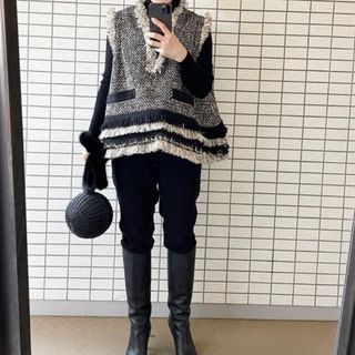 ユナイテッドアローズ(UNITED ARROWS)のmaco フリンジ ツイードベストmanimaris yori ohga (ベスト/ジレ)