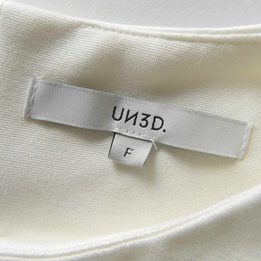 UN3D.(アンスリード)のアンスリード フェイクレザーミックストップ 裾スリット 大人モード 日本製 レディースのトップス(Tシャツ(半袖/袖なし))の商品写真