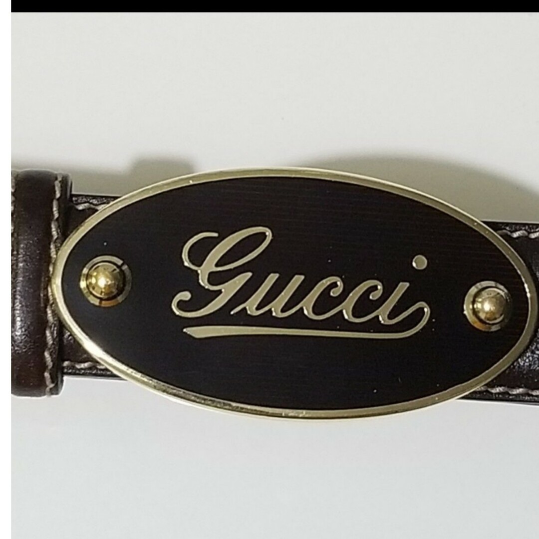 Gucci(グッチ)のGUCCI ブラック レザー オーバル ロゴ ベルト グッチ メンズのファッション小物(ベルト)の商品写真