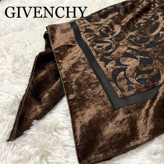 ジバンシィ(GIVENCHY)のGIVENCHY ジバンシー 大判 スカーフ シースルー 蔓柄 スエード(バンダナ/スカーフ)