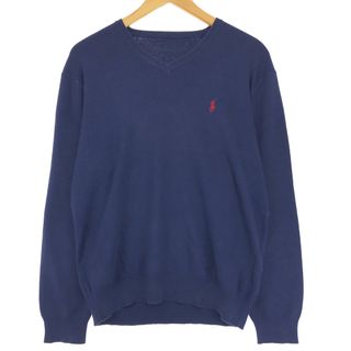 ラルフローレン(Ralph Lauren)の古着 ラルフローレン Ralph Lauren Vネック ピマコットンニットセーター メンズM /eaa399429(ニット/セーター)