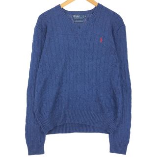 ラルフローレン(Ralph Lauren)の古着 ラルフローレン Ralph Lauren POLO by Ralph Lauren ケーブル編み Vネック シルクニットセーター メンズM /eaa399432(ニット/セーター)