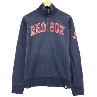 古着 FORTY SEVEN MLB BOSTON RED SOX ボストンレッドソックス 袖ワッペン ハーフジップスウェットシャツ トレーナー メンズL /eaa389737(スウェット)